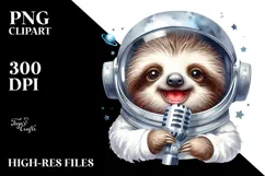 Energetic Sloth with Astronaut Helmet PNG Product Image 2