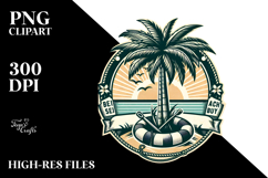 Vintage Tropical Tree Beach Buoy PNG Product Image 2