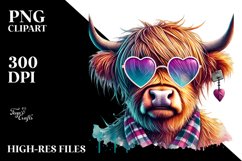 Highland Calf with Sunglasses PNG Product Image 2