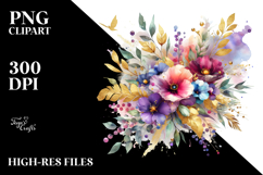 Sublimation Colorful Bouquet Gold Foil Violet Product Image 2