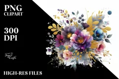 Sublimation Colorful Bouquet Gold Foil Violet Product Image 1