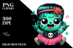 Cute Frankenstein Kid with Tutu PNG Product Image 2