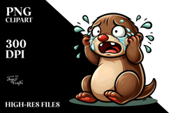 Silly Cartoon Otter with Dramatic Despair PNG Product Image 2