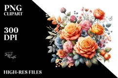 Colorfull Orange Roses PNG Product Image 2