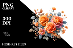 Colorfull Orange Roses PNG Product Image 2