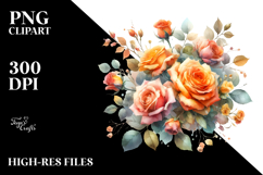 Colorfull Orange Roses PNG Product Image 2