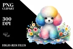 Cute Colorful Poodle Watercolor Clipart Product Image 1