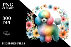 Cute Colorful Poodle Watercolor Clipart Product Image 1