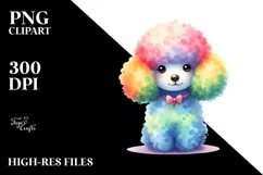Cute Colorful Poodle Watercolor Clipart Product Image 3