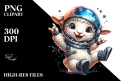 Cute Baby Lamb with Astronaut Helmet PNG Product Image 2