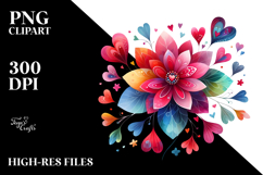 Colorful Flower with Heart Petals PNG Product Image 2