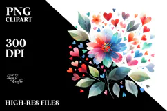 Colorful Flower with Heart Petals PNG Product Image 2