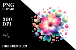 Colorful Flower with Heart Petals PNG Product Image 2
