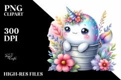 Colorful Smiling Baby Narwhal | Clipart Product Image 3