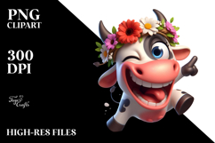 Playful Cow with Flower Crown, Vector Art Product Image 2