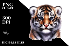 Digital Watercolor with Baby Tiger PNG Product Image 2