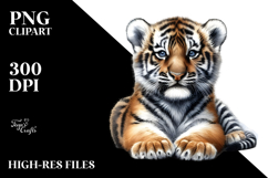Digital Watercolor with Baby Tiger PNG Product Image 2