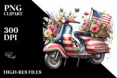 Vintage Scooter Flowers | Summer Clipart Product Image 3