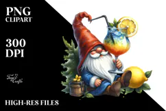 Whimsical Gnome with Cocktail, High-Res PNG Product Image 2
