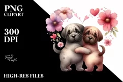 Cute Mastiff Holding Heart PNG Product Image 2