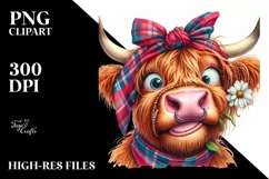 Cow Funny Highland Cow Portrait | Clipart Product Image 3