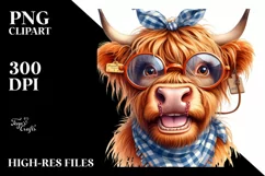Cow Funny Highland Cow Portrait | Clipart Product Image 1