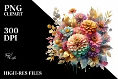 Colorful Zinnia Watercolor Abstract | Sublimation Clipart Product Image 1