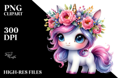 Vibrant Drawing Cute Baby Unicorn Style PNG Product Image 2