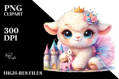 Smiling Cute Baby Lamb PNG Product Image 2