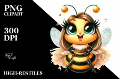 Funny Cute Bee Smiling Diva Look Watercolor Clipart Product Image 3