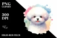 Cute Pastel Bichon Frise Watercolor Clipart Product Image 3
