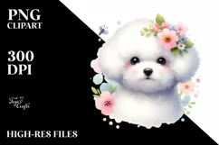 Cute Pastel Bichon Frise Watercolor Clipart Product Image 3