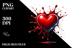 Digital Painting Red Glossy Heart PNG Product Image 2
