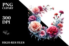 Vibrant Floral Frame with Carnation | Clipart Product Image 1