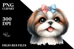 Watercolor Cute Shih Tzu PNG Product Image 2