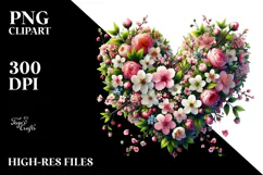 Spring Flower Heart Digital Painting PNG Product Image 2