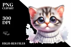 Cute Baby Cat with Huge Eyes PNG Product Image 1