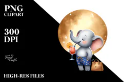 Cute Elephant with Beachwear PNG Product Image 2