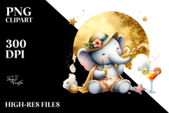 Cute Elephant with Beachwear PNG Product Image 2