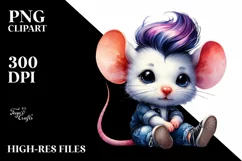 Watercolor Mouse Portrait, Transparent PNG Product Image 1