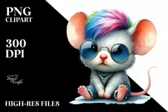 Watercolor Mouse Portrait, Transparent PNG Product Image 1