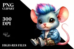 Watercolor Mouse Portrait, Transparent PNG Product Image 3