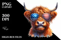 Sunglasses Highland Cow Portrait Wearing | Sublimation | Product Image 3