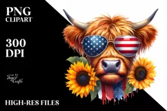 Sunglasses Highland Cow Portrait Wearing | Sublimation | Product Image 3