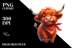 Goofy Highland Cow with Bandana PNG Product Image 2