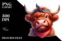 Goofy Highland Cow with Bandana PNG Product Image 2