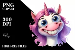 Funny Expressive Unicorn with Big Eyes PNG Product Image 3