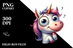 Funny Expressive Unicorn with Big Eyes PNG Product Image 1