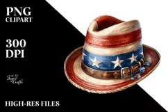 Watercolor Vintage Hat USA Flag Clipart Product Image 1
