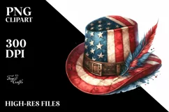 Watercolor Vintage Hat USA Flag Clipart Product Image 1